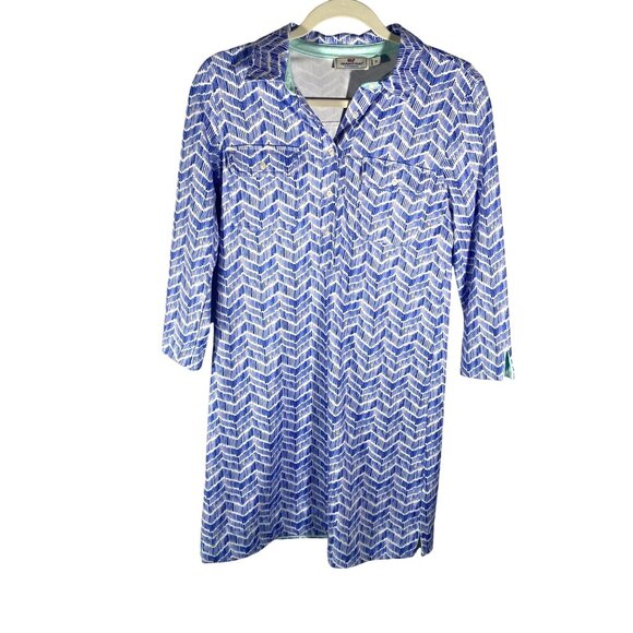 Vineyard Vines Performance Womens Dress Size XS Blue Chevron Print active resort - Picture 2 of 9